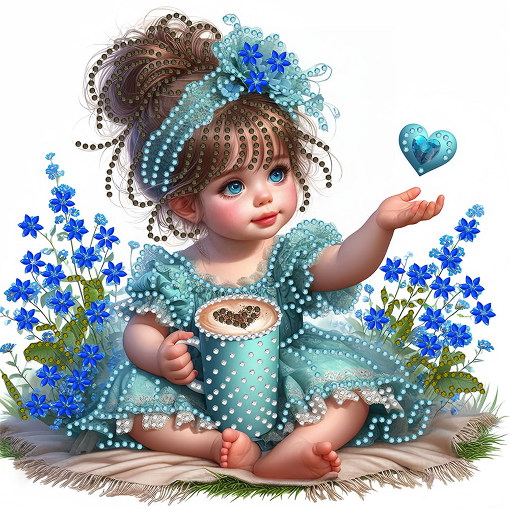 Diamond Painting - Partial Special Shaped - Girl in the flower bush (30*30CM)