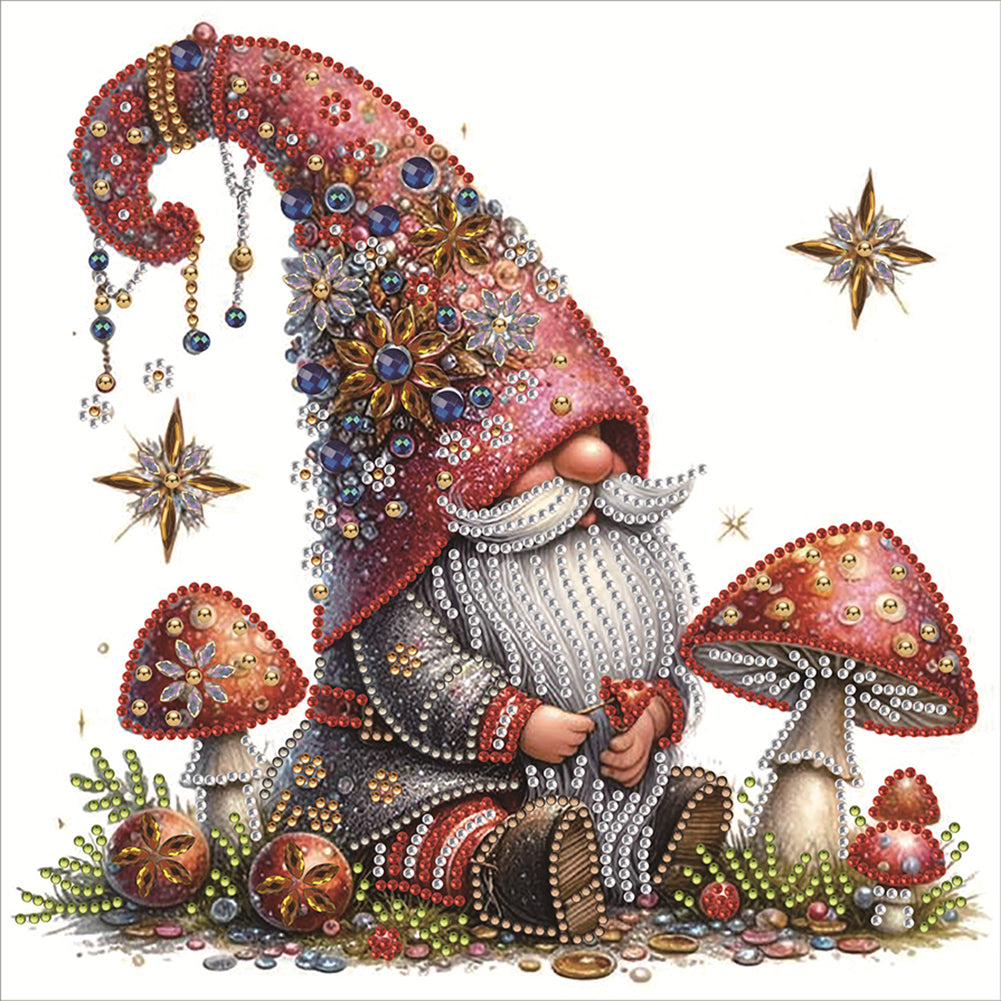 Diamond Painting - Partial Special Shaped - Mushroom gnome (30*30CM)