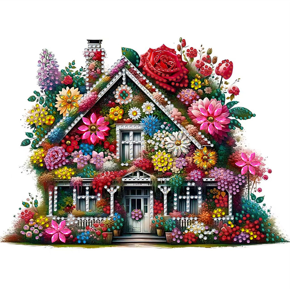 Diamond Painting - Partial Special Shaped - Flower house (30*30CM)