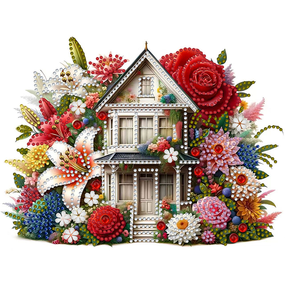 Diamond Painting - Partial Special Shaped - Flower house (30*30CM)