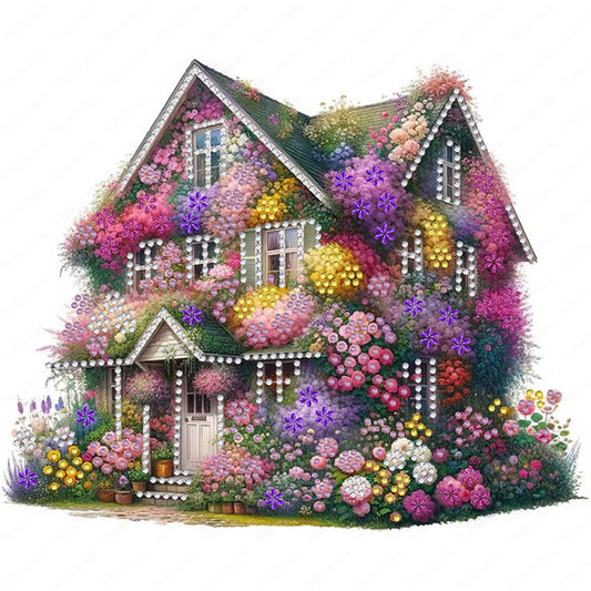 Diamond Painting - Partial Special Shaped - Flower house (30*30CM)