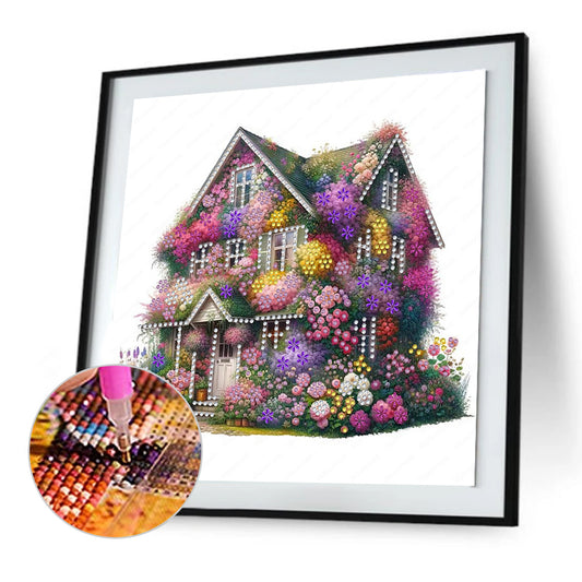 Diamond Painting - Partial Special Shaped - Flower house (30*30CM)
