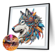 Load image into Gallery viewer, Diamond Painting - Partial Special Shaped - Colorful mandala wolf head (30*30CM)
