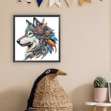 Load image into Gallery viewer, Diamond Painting - Partial Special Shaped - Colorful mandala wolf head (30*30CM)
