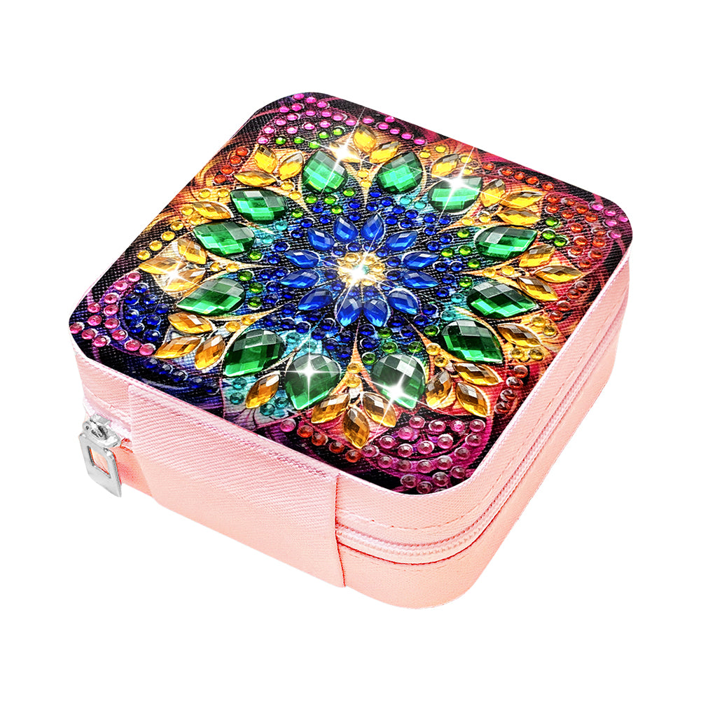 PU Special Shaped Mandala Diamond Painting DIY Jewellery Box for Rings Bracelets