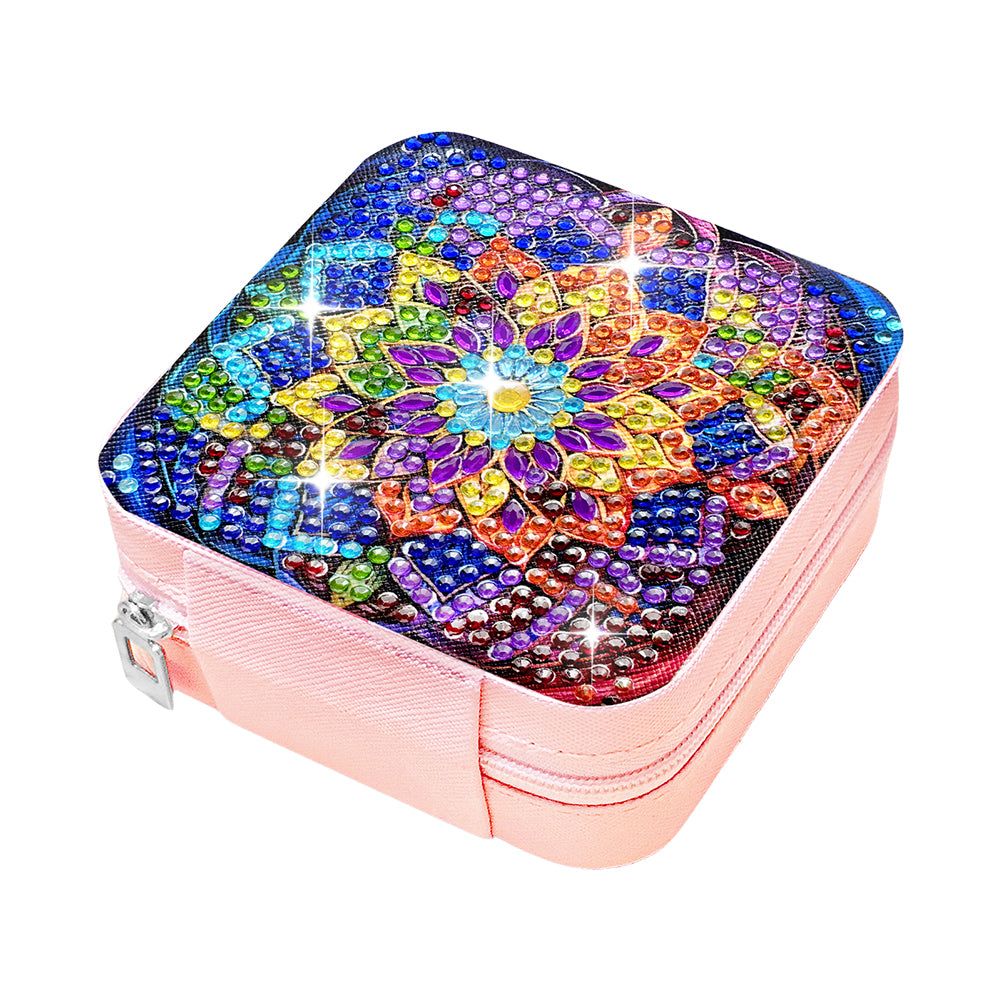 PU Special Shaped Mandala Diamond Painting DIY Jewellery Box for Rings Bracelets