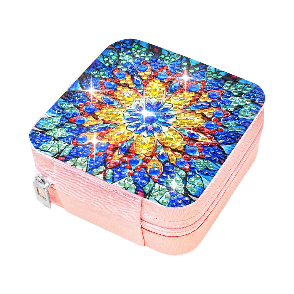 PU Special Shaped Mandala Diamond Painting DIY Jewellery Box for Rings Bracelets