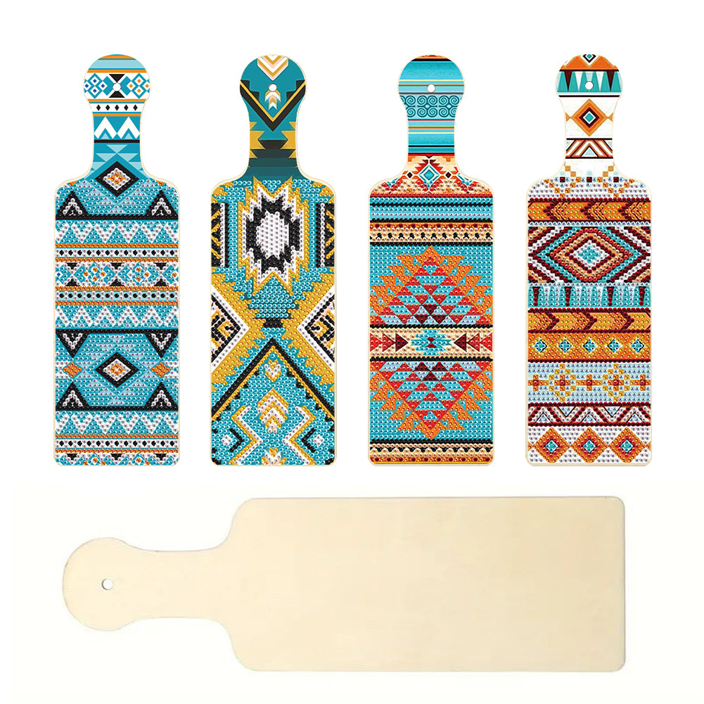 4Pcs Geometric Pattern Diamond Decorative Serving Tray for Desk Coffee Table