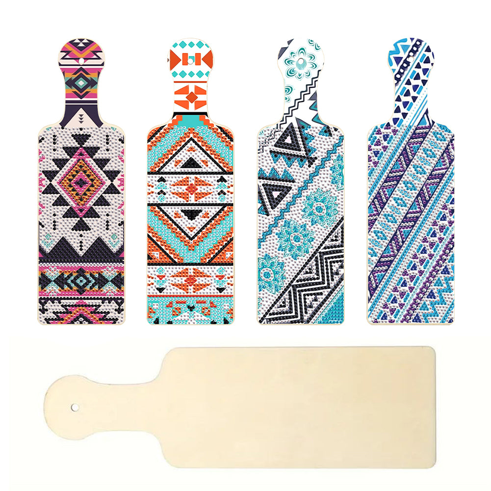 4Pcs Geometric Pattern Diamond Decorative Serving Tray for Desk Coffee Table