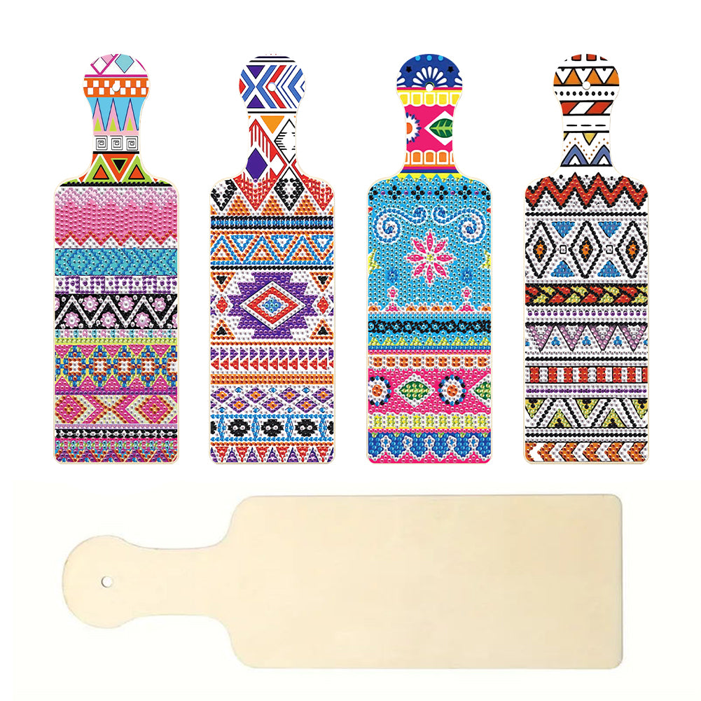 4Pcs Geometric Pattern Diamond Decorative Serving Tray for Desk Coffee Table