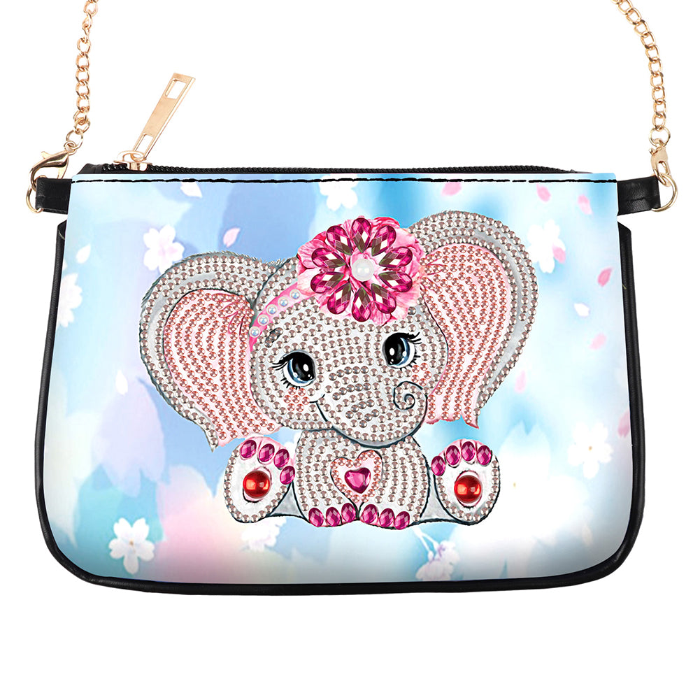 Special Shape Elephant 5D DIY Diamond Art Handbag Handmade Arts Craft Makeup Bag