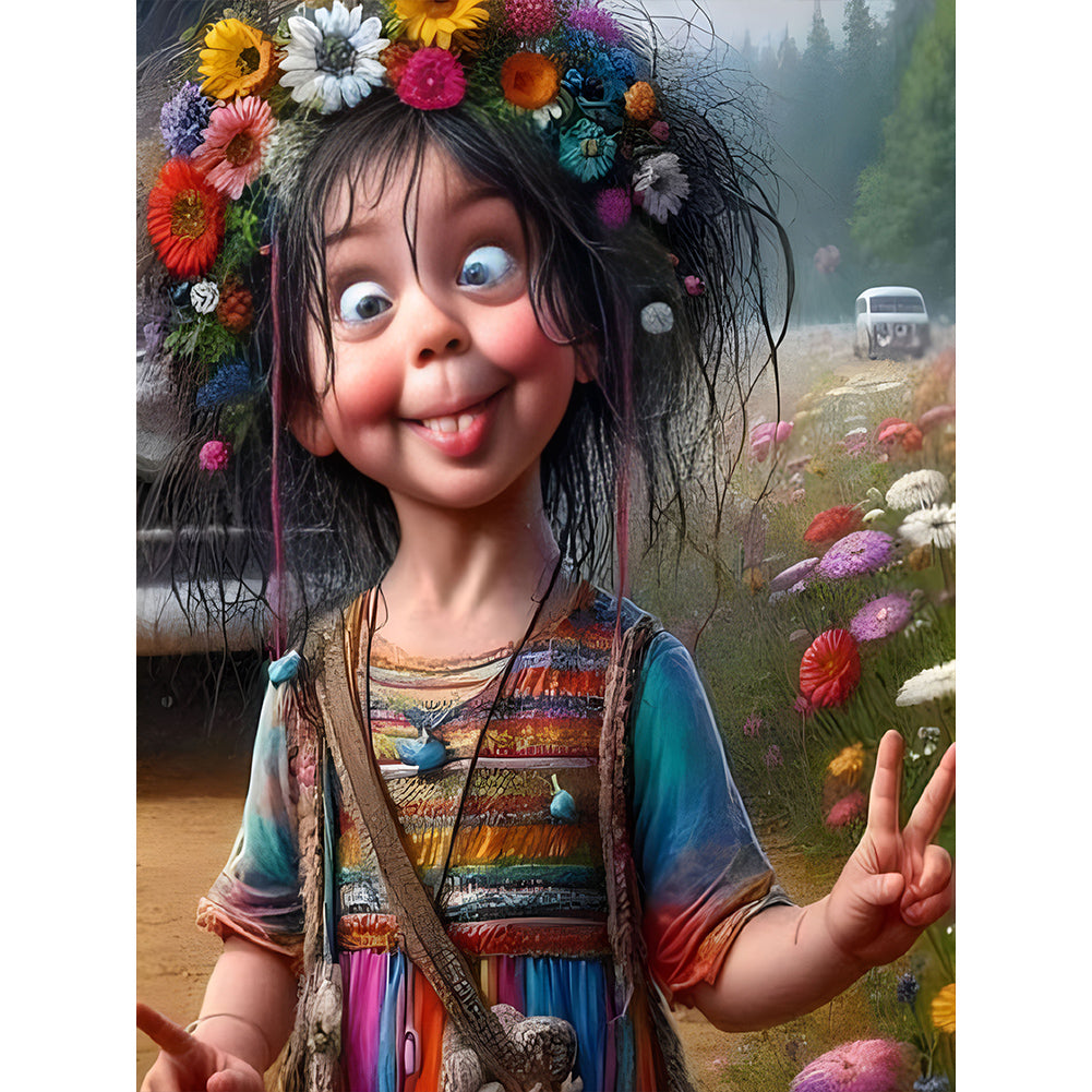 Diamond Painting - Full Round - Funny girl (30*40CM)