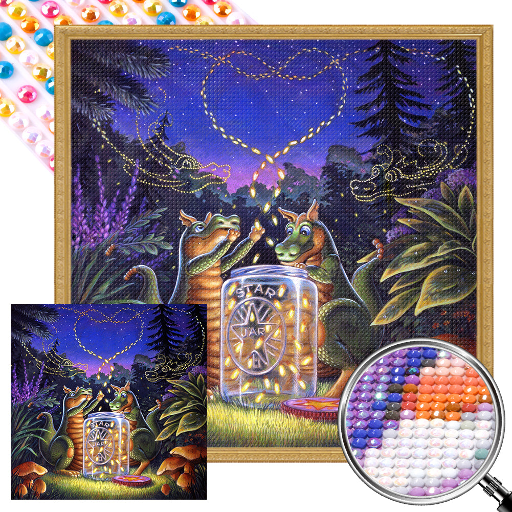 AB Diamond Painting - Full Round - Little dragons and fireflies (40*40CM)