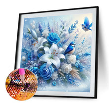 Load image into Gallery viewer, Diamond Painting - Full Round - Blue flowers and birds (40*40CM)
