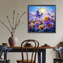 Load image into Gallery viewer, Diamond Painting - Full Round - Butterfly and sunflower scenery (40*40CM)
