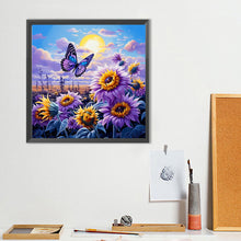 Load image into Gallery viewer, Diamond Painting - Full Round - Butterfly and sunflower scenery (40*40CM)
