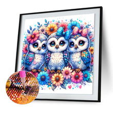 Load image into Gallery viewer, Diamond Painting - Full Round - Flowers and three owls (30*30CM)
