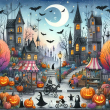 Load image into Gallery viewer, Diamond Painting - Full Round - Halloween town street scene (40*40CM)
