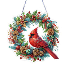 Load image into Gallery viewer, Cardinal DIY 5D Diamond Art Painting Wreath Hanging Sign for Wall Door Decor
