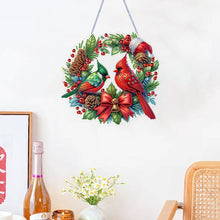 Load image into Gallery viewer, Cardinal DIY 5D Diamond Art Painting Wreath Hanging Sign for Wall Door Decor
