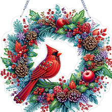 Load image into Gallery viewer, Cardinal DIY 5D Diamond Art Painting Wreath Hanging Sign for Wall Door Decor
