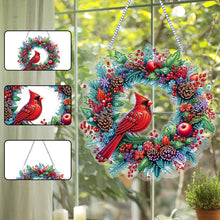 Load image into Gallery viewer, Cardinal DIY 5D Diamond Art Painting Wreath Hanging Sign for Wall Door Decor
