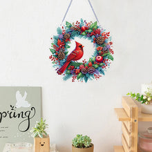 Load image into Gallery viewer, Cardinal DIY 5D Diamond Art Painting Wreath Hanging Sign for Wall Door Decor
