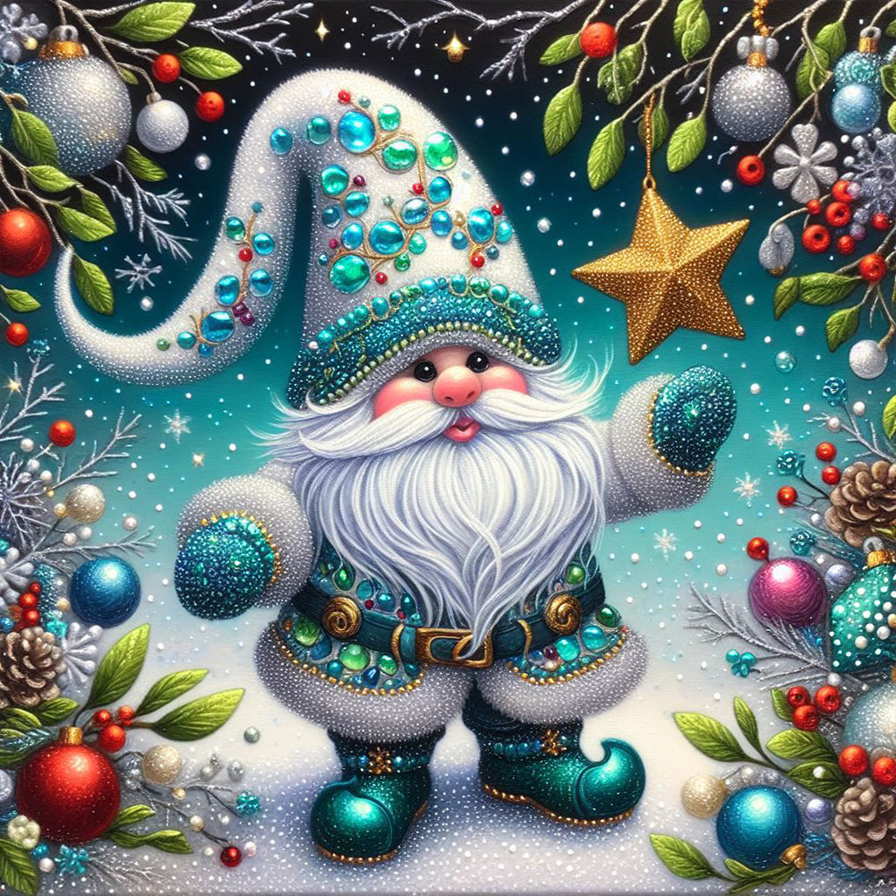 Diamond Painting - Full Round - Christmas star gnome (40*40CM)