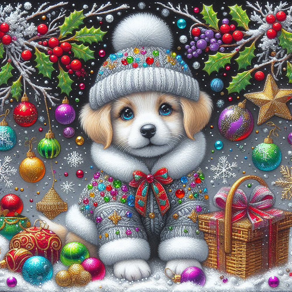 Diamond Painting - Full Round - Christmas dog (40*40CM)