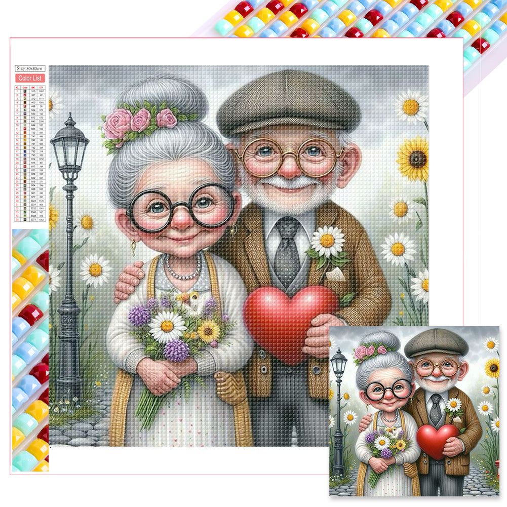 Diamond Painting - Full Square - Old couple (30*30CM)