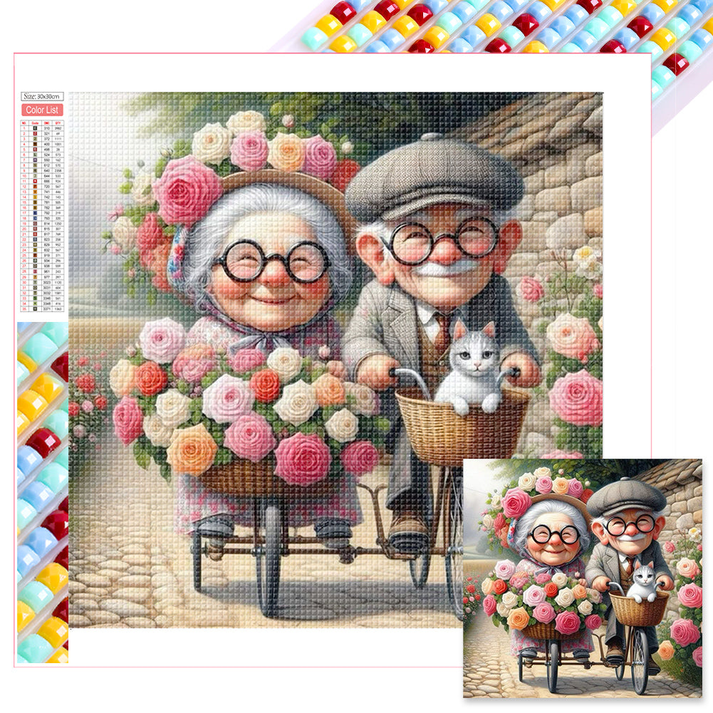 Diamond Painting - Full Square - Old couple (30*30CM)