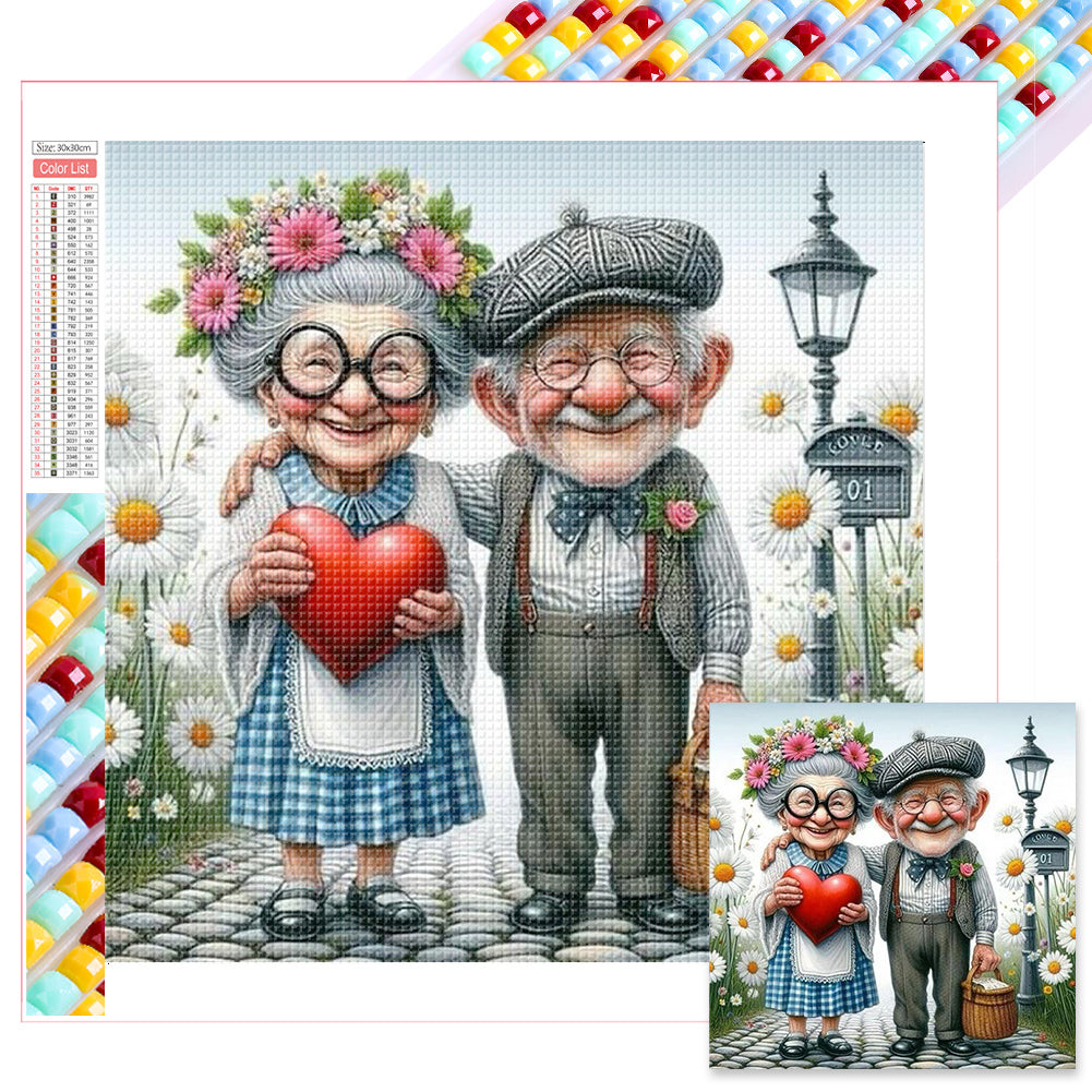 Diamond Painting - Full Square - Old couple (30*30CM)