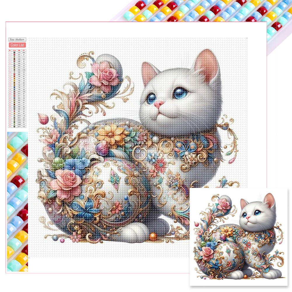 Diamond Painting - Full Square - White cat (30*30CM)