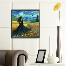 Load image into Gallery viewer, Diamond Painting - Full Round - Van Gogh starry sky flower girl back (40*40CM)

