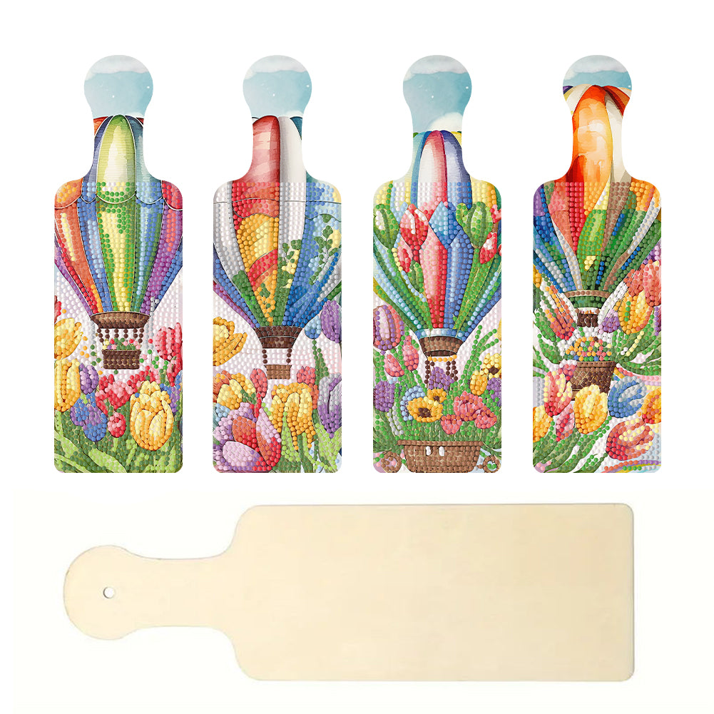 4Pcs Hot Air Balloon Decorative Diamond Painting Serving Tray for Table Decor