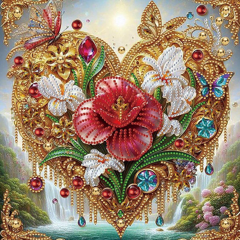 Diamond Painting - Partial Special Shaped - Love flowers (30*30CM)