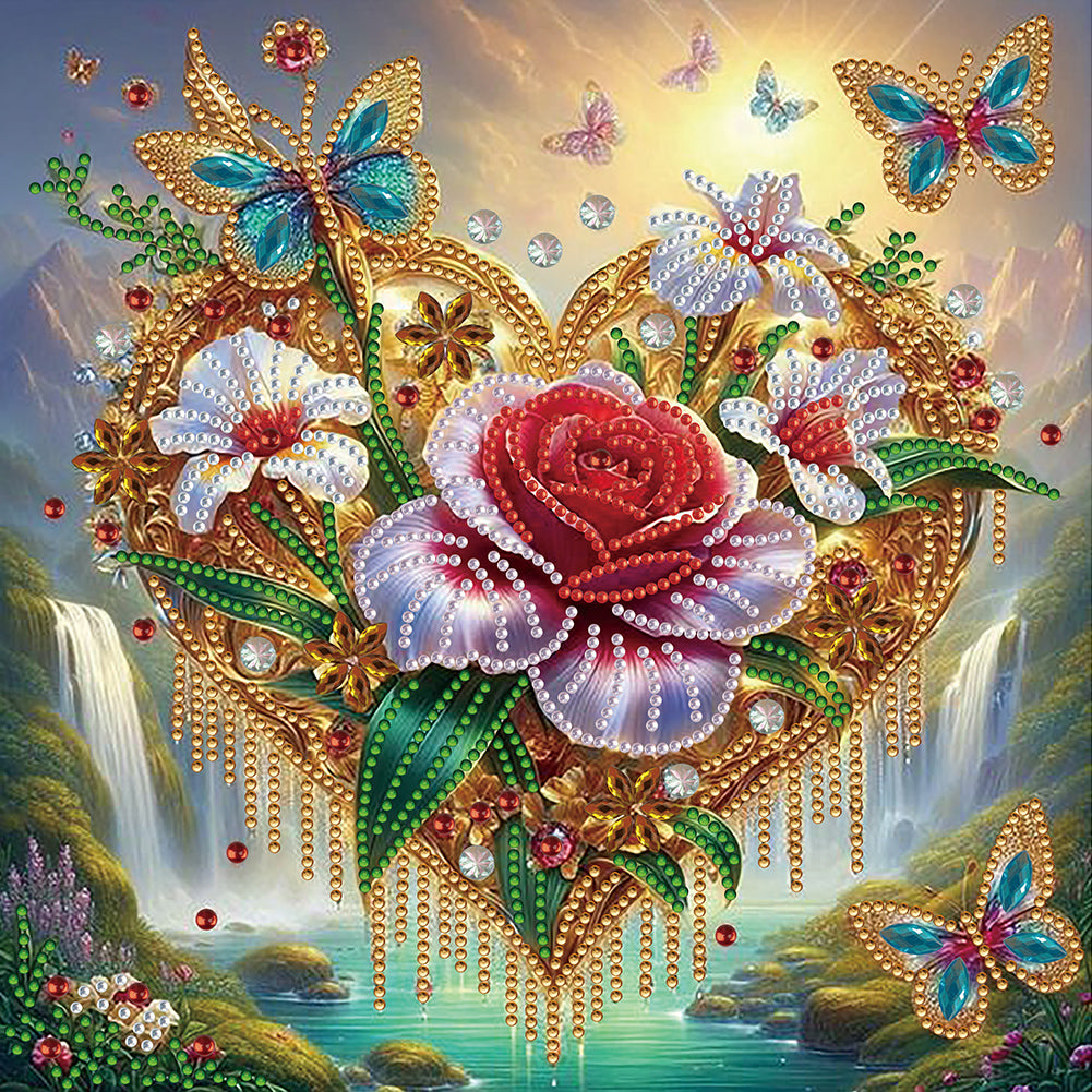 Diamond Painting - Partial Special Shaped - Love butterflies and flowers (30*30CM)
