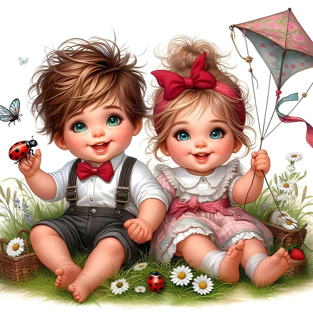 Diamond Painting - Full Round - Cute children (30*30CM)