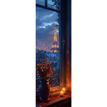 Load image into Gallery viewer, Diamond Painting - Full Round - Window Vase and Eiffel Tower at Night (30*90CM)
