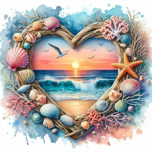 Diamond Painting - Full Round - Love Scenery Sunset Seaside (40*40CM)