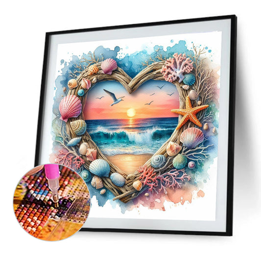Diamond Painting - Full Round - Love Scenery Sunset Seaside (40*40CM)