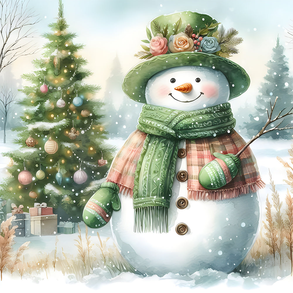 Diamond Painting - Full Round - Christmas snowman (30*30CM)