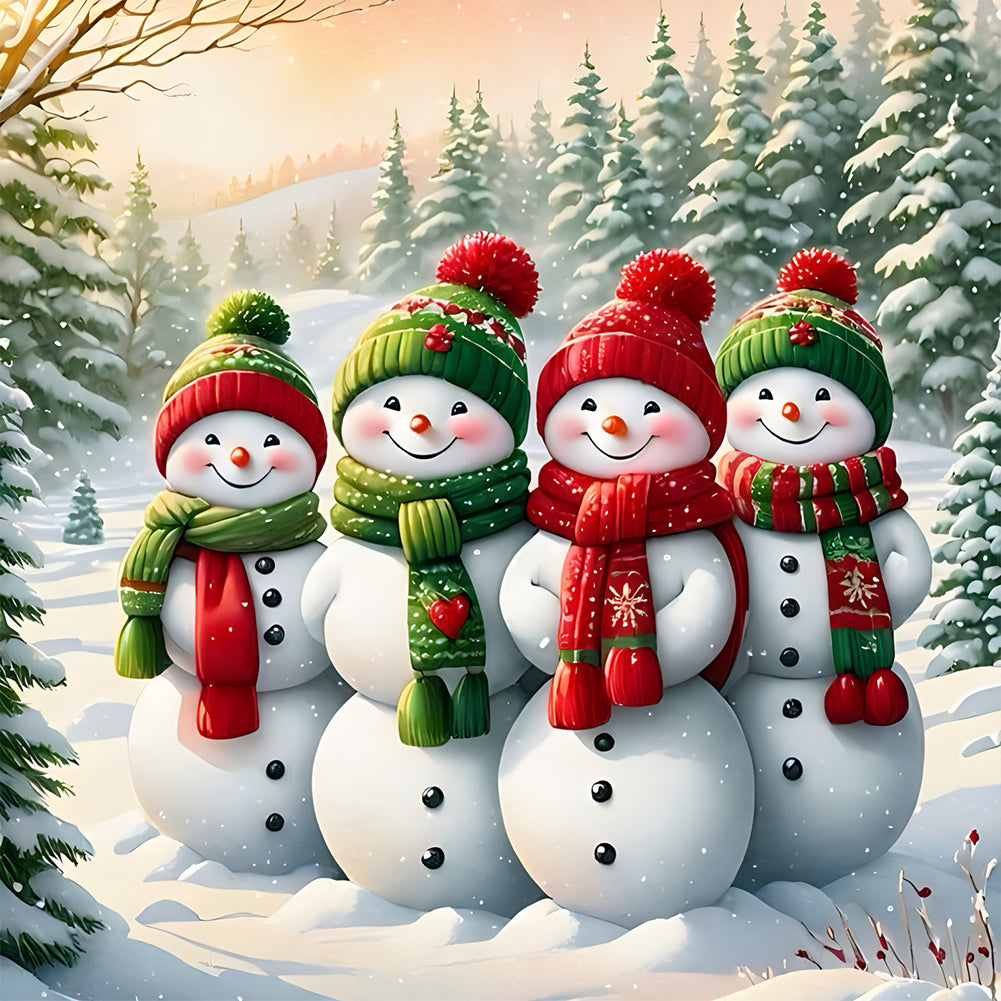 Diamond Painting - Full Round - Christmas snowman (30*30CM)