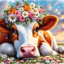 Load image into Gallery viewer, Diamond Painting - Full Round - Flower cluster cow (30*30CM)
