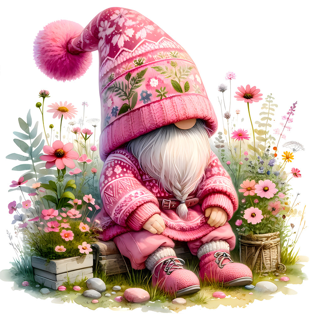 Diamond Painting - Full Round - Pink flower goblin (30*30CM)