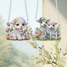 Load image into Gallery viewer, 2Pcs PET Special Shaped Cute Lamb Diamond Painting Hanging Decor Bedroom Decor
