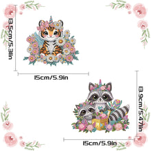 Load image into Gallery viewer, 2Pcs PET Special Shaped Tiger Raccoon Diamond Painting Hanging Decor for Bedroom
