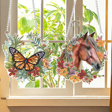 Load image into Gallery viewer, 2Pcs PET Special Shaped Wreath Butterfly Horse Diamond Painting Hanging Decor
