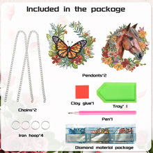 Load image into Gallery viewer, 2Pcs PET Special Shaped Wreath Butterfly Horse Diamond Painting Hanging Decor
