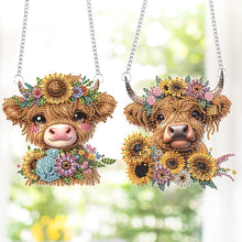 Load image into Gallery viewer, 2Pcs PET Special Shaped Sunflower Calf Diamond Painting Hanging Decor for Home
